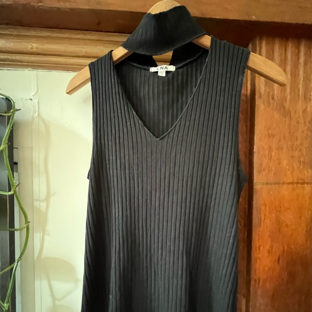 LNA Black Cut-Out Turtleneck Tank | Size Small | Black